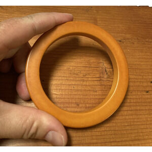 Vtg TESTED Butterscotch Amber Bakelite Bracelet Hoop Bangle 3.25" Mid Century